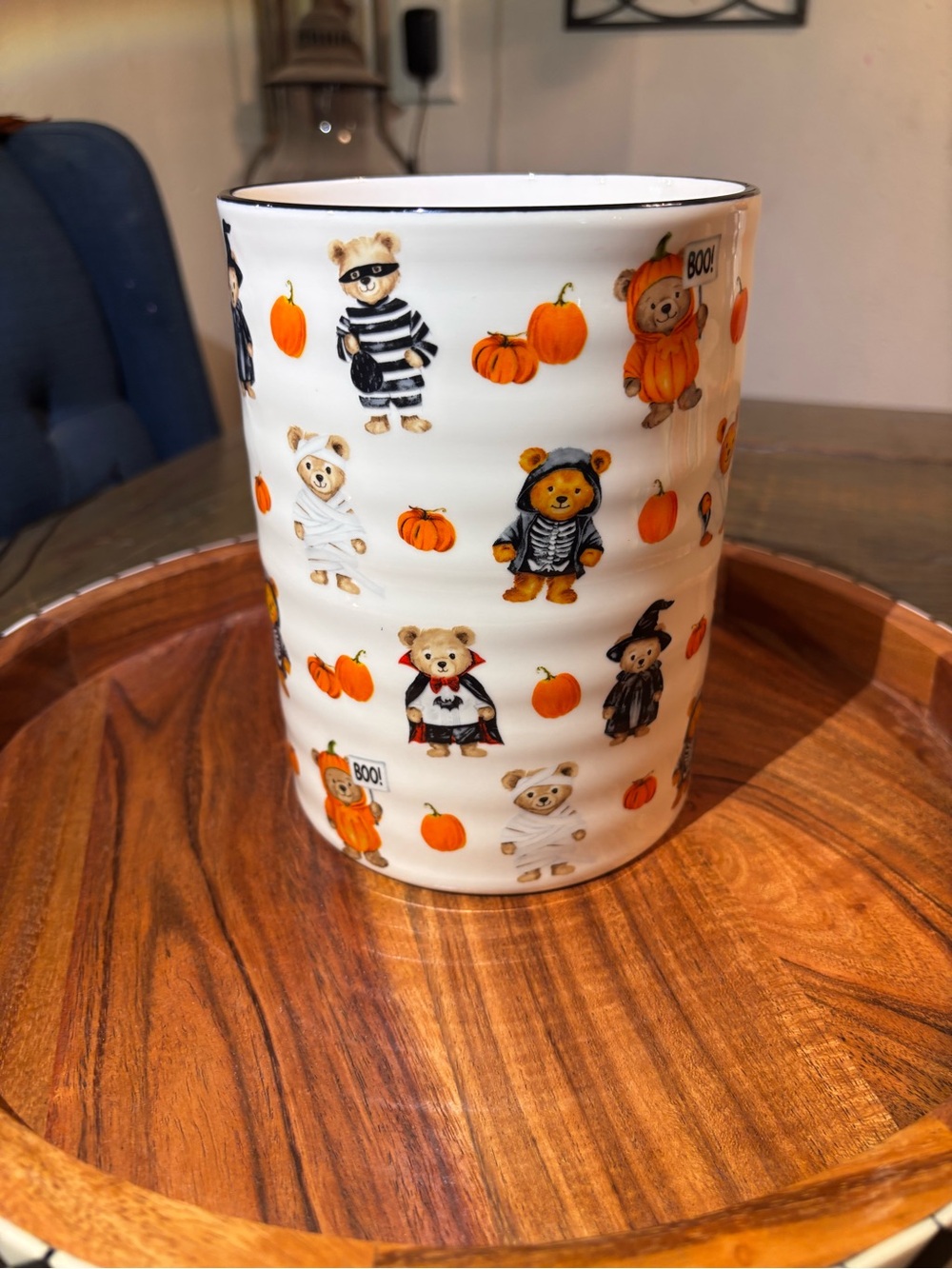 Halloween teddy bear vase/utensil holder NEW